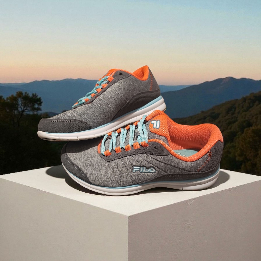 Fila Charcoal and Tangerine Athletic Shoes